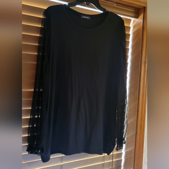 Storyteller Sheer Long Sleeve Top Size 2x Black - Picture 1 of 6